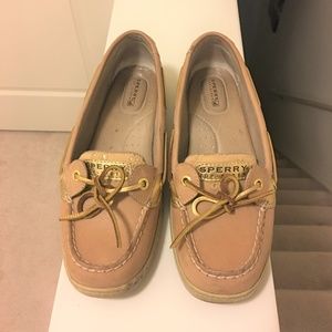 Sperry's Khaki Gold Eyelet Boat Shoes
